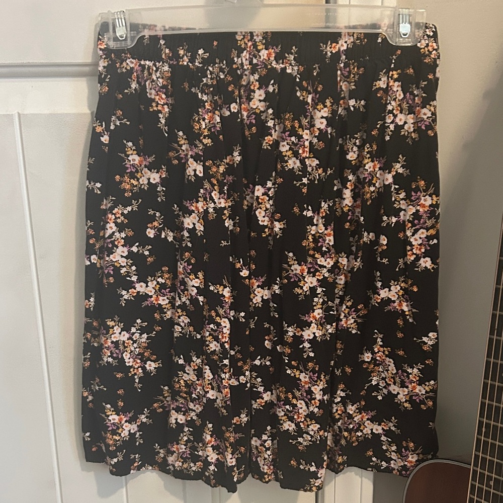 Old Navy Black Floral A-Line Skirt